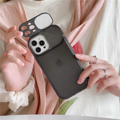 【クリアカラフルシリーズ】半透明シリコン レンズカバー付き ポップカラー スマホケース｜iPhone対応 #251020