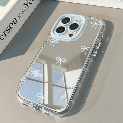 シルバーミラー リボンデザイン iPhoneケース ソフトケース #260306