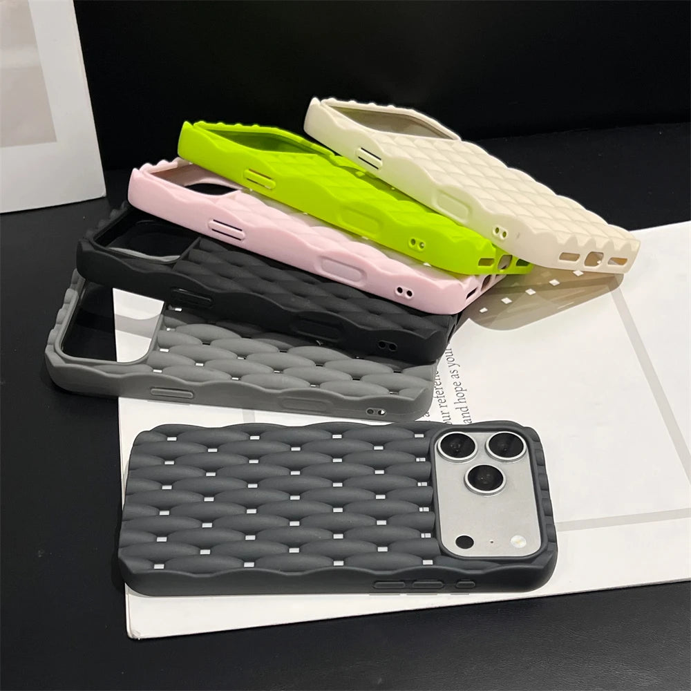 立体編み込みテクスチャー マットカラー iPhoneケース｜スポーティ #260041