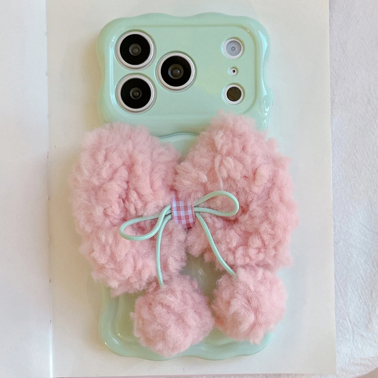 もこもこリボン パステルカラー iPhoneケース #240505