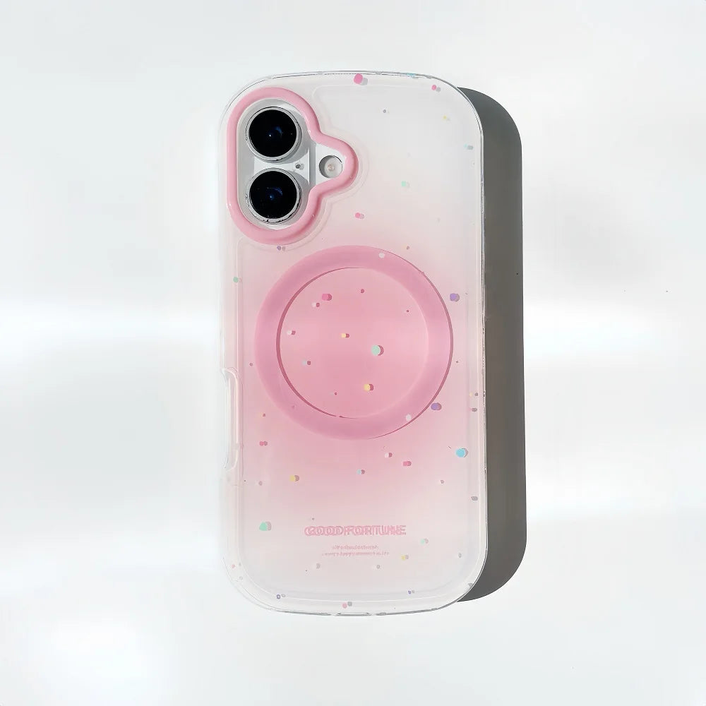 グラデーション マグネット内蔵iPhoneケース (全5色) キラキラ・クリア  #261235