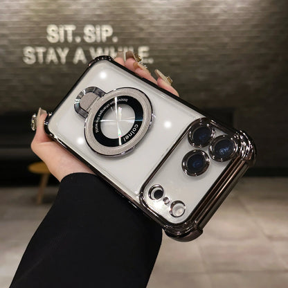 【クリアシリーズ】折りたたみ マグネットリングスタンド付き 高透明デザイン クリア スマホケース｜iPhone対応 #251126