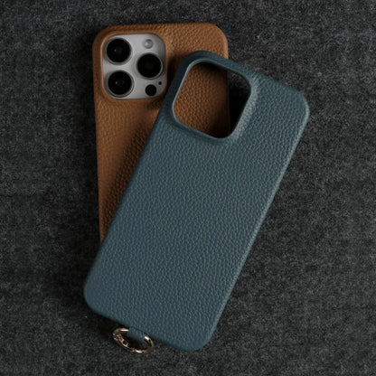 【本革シリーズ】名入れカスタム ロングストラップ付き レザー スマホケース｜ iPhoneケース #241011