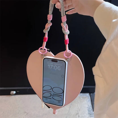 【ハートシリーズ】シンプル可愛いレザー調 大きなハートデザイン スマホケース｜iPhone対応 #251011