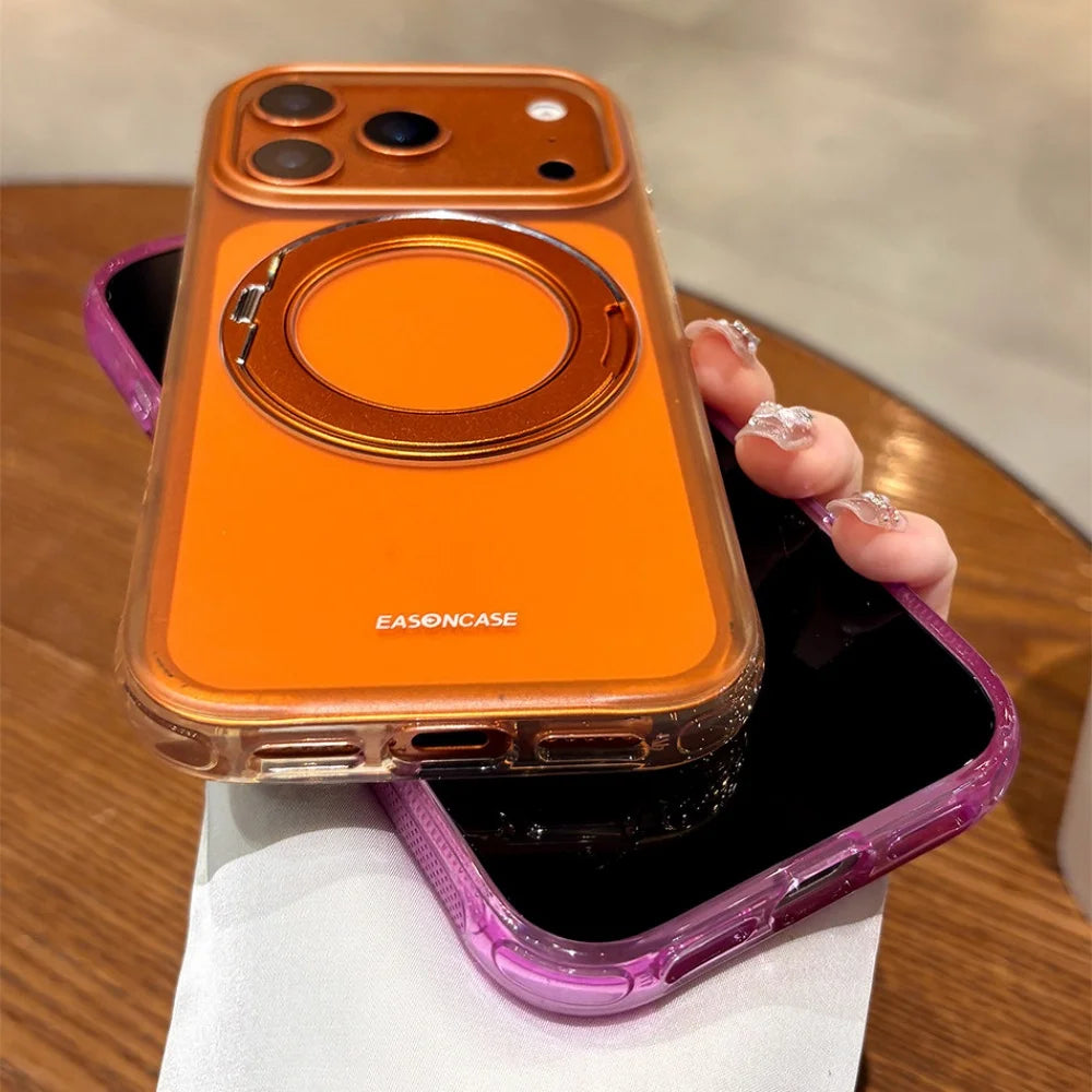 ネオン パステル バイカラー iPhoneケース｜360度回転 リングスタンド付き・ポップカラー #230912