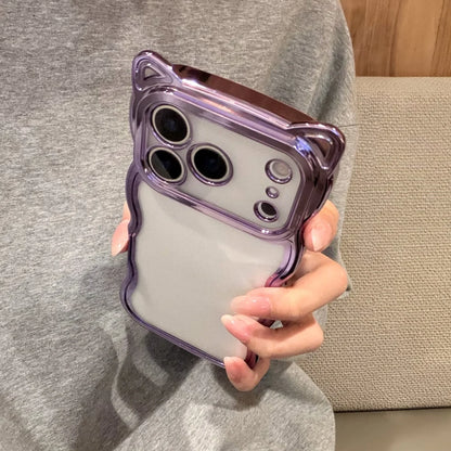 【猫耳シリーズ】ウェーブフレーム ラメ グリッター クリア iPhoneケース ソフトTPU #240216