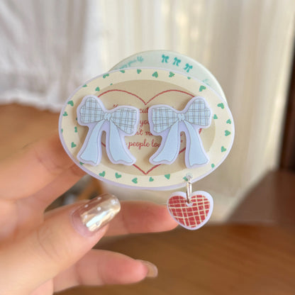 ダブルリボン ガーリー グリップ付き Magnet内蔵 iPhoneケース #260623