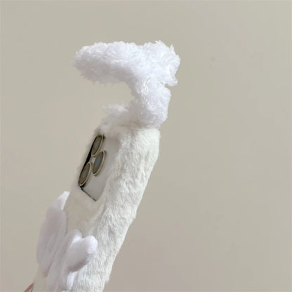 【エンジェルファーウィング】天使の羽×ふわもこホワイト スマホケース｜iPhone対応 👼✨ #250112