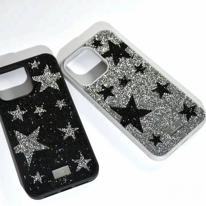 【キラキラビジューシリーズ】オールラインストーン スターモチーフ 星柄 グリッター デコ スマホケース｜iPhone対応 #260116