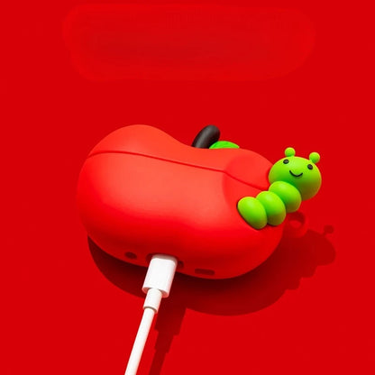 【Air Podsケース】りんごとあおむし 立体 Apple イヤホンケース #261074