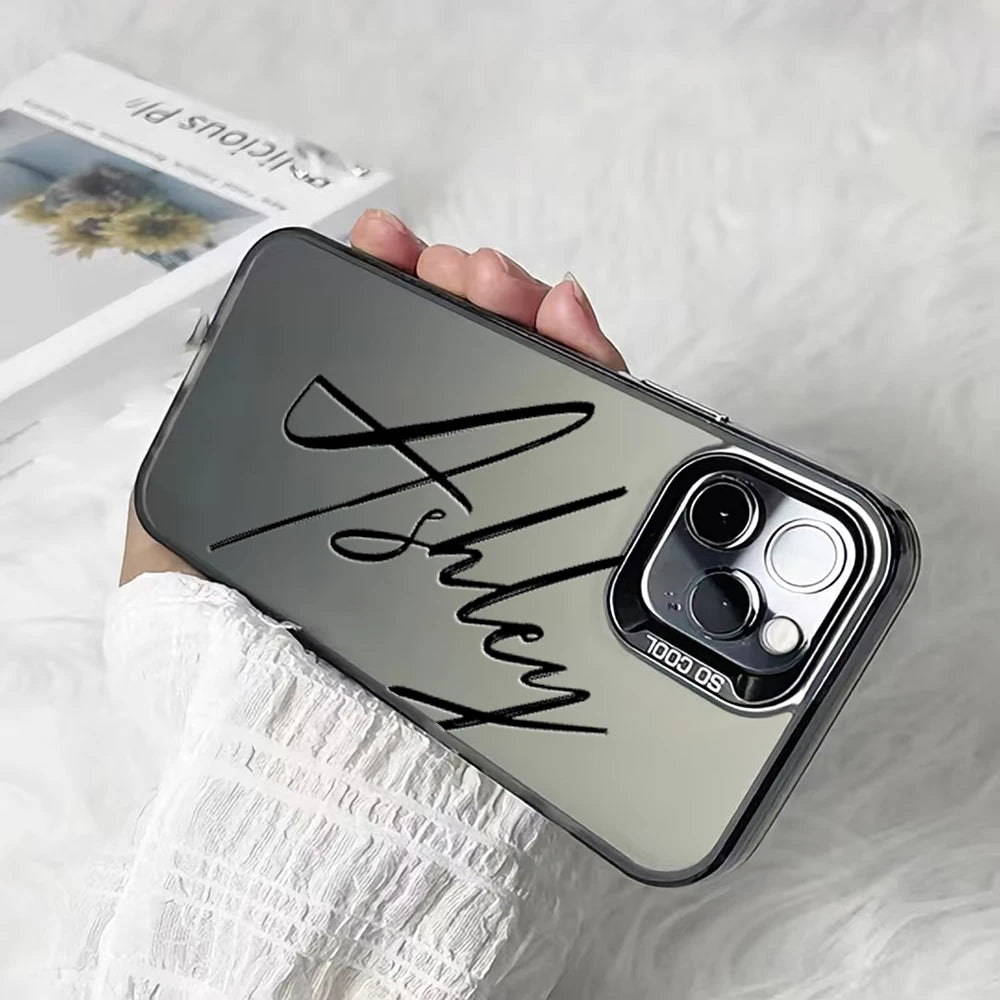 【カスタムNAMEシリーズ】ビッグ筆記体ネーム マットカラーケース｜iPhone対応 #241010
