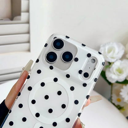 ドット柄 水玉 Magnet内蔵 iPhoneケース｜クリアベース・ポップデザイン #260104