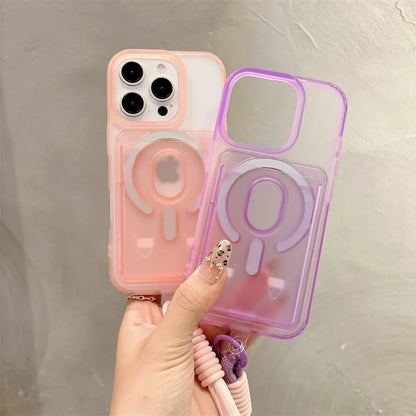 クリアストラップ カード収納 iPhoneケース｜カラーループ付き #240313