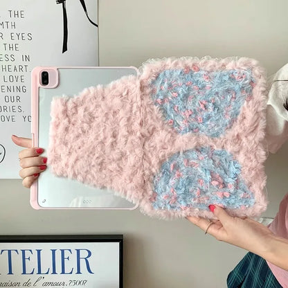 【iPad】ふわもこリボン スター×フリル デザイン タブレット ケース｜iPad対応 #250917t