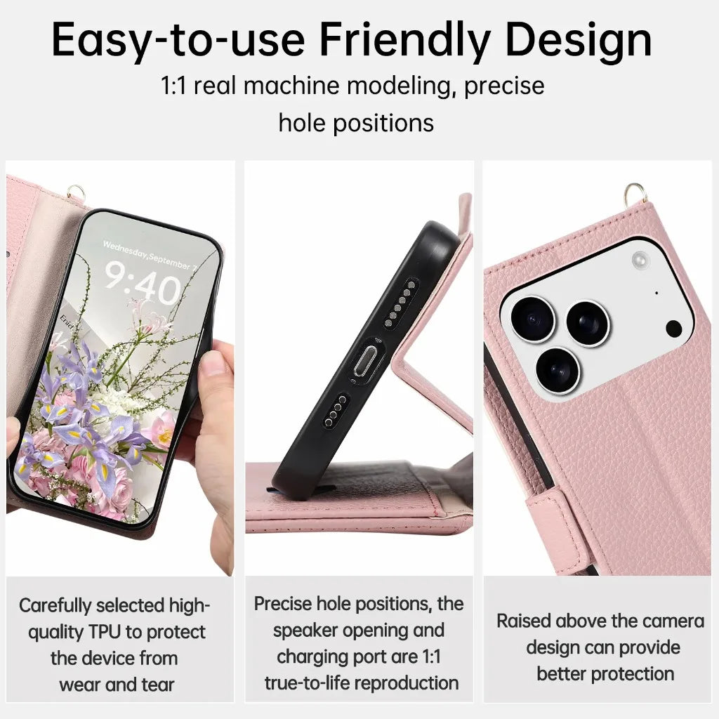 3in1 多機能ウォレットショルダー iPhoneケース (全6色) トレンド・スマート #261234