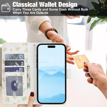 【ブックスタイル】花柄 フラワーキルティング ストラップ付き 手帳型 iPhoneケース｜カード収納 ショルダー対応 #240110