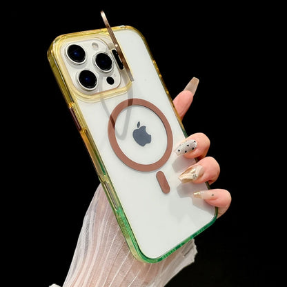 【グラデーションフレーム】 ワンタッチスタンド クリア スマホケース｜iPhone対応 #240902