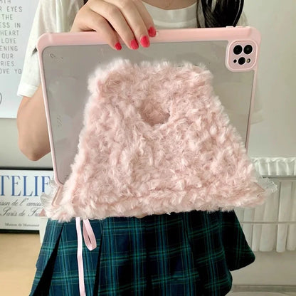 【iPad】ふわもこリボン スター×フリル デザイン タブレット ケース｜iPad対応 #250917t