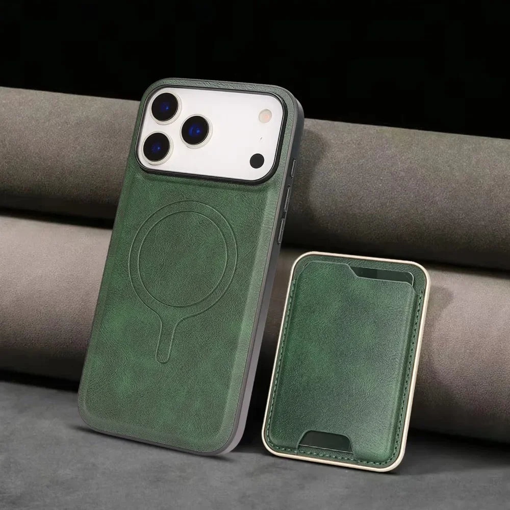 【レザーウォレットシリーズ】MagSafe対応 マグネット式 ミニマルカードホルダー スマホケース用｜iPhone対応 #251115