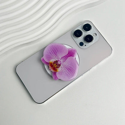 【スマホグリップ】オーキッドフラワー 蘭の花 ポップソケット｜Magnet対応 #241031