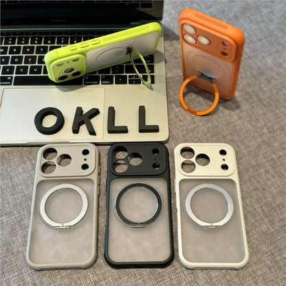 マットカラー iPhoneケース｜ビビッド配色・リング一体型・耐衝撃デザイン #240412