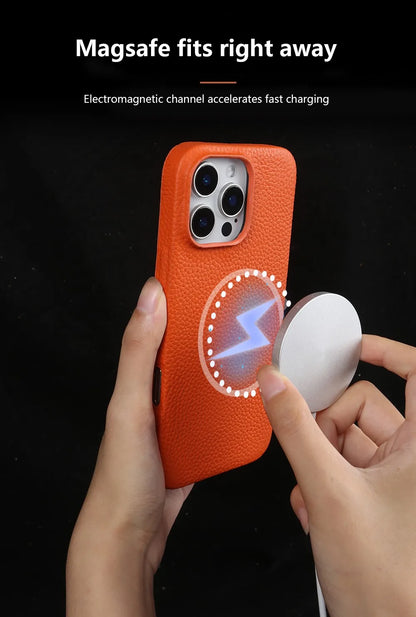 【Magnet内蔵】リアルレザー シンプル ハイグレード スマホケース｜iPhone対応 #241017