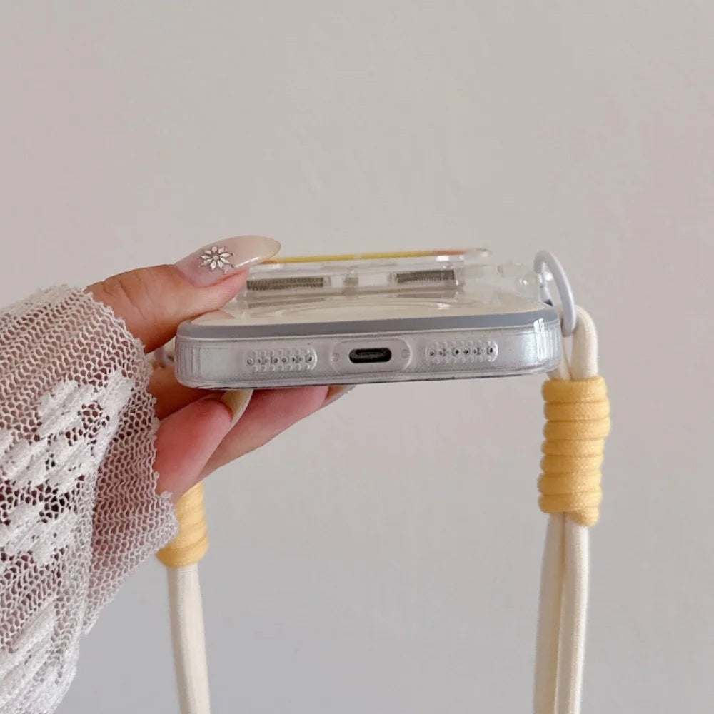 ワンちゃんチャーム ショルダーストラップ付き クリア iPhoneケース｜淡色・ゆめかわ #261262