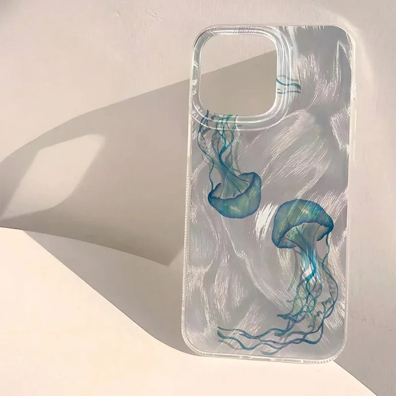 【マリンシリーズ】海のいきも ヒトデ クラゲ ウミガメ クリアスマホケース｜iPhone対応 #250911