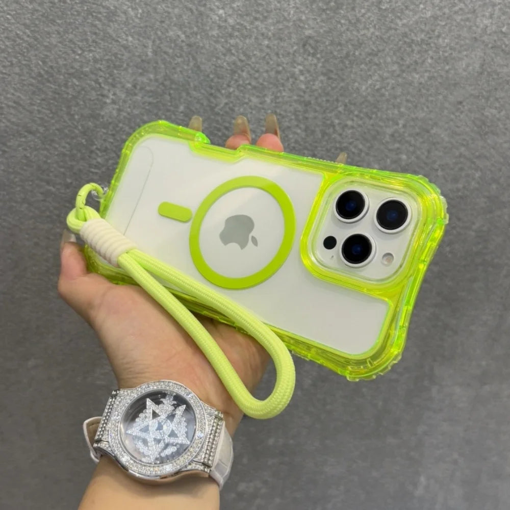 ネオンストラップ付き iPhoneケース｜クリアケース・Magnet内蔵・ショルダーストラップ付き #230803