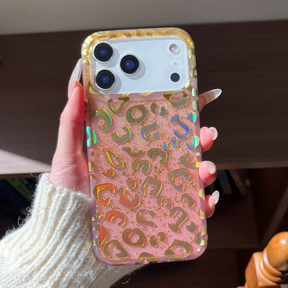 ゴールドレオパード ヒョウ柄 クリア iPhoneケース｜高級感デザイン #240303