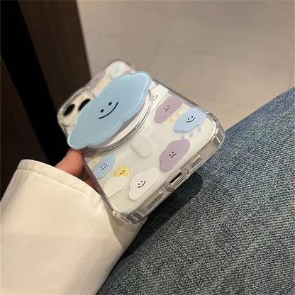 【スマホグリップ】クラウドスマイル ふんわり雲のにこにこスタンド | マグネット対応 #241118