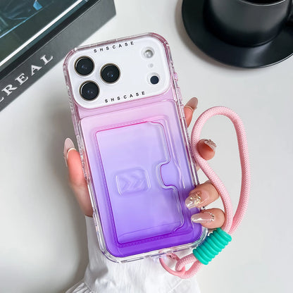 【グラデーションシリーズ】キラキラ透明感 グラデーションカラー カード収納付き スマホケース｜iPhone対応 #251022