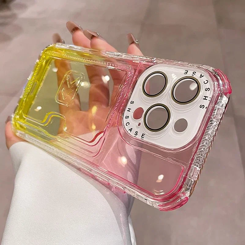 【グラデーションシリーズ】キラキラ透明感 グラデーションカラー カード収納付き スマホケース｜iPhone対応 #251022