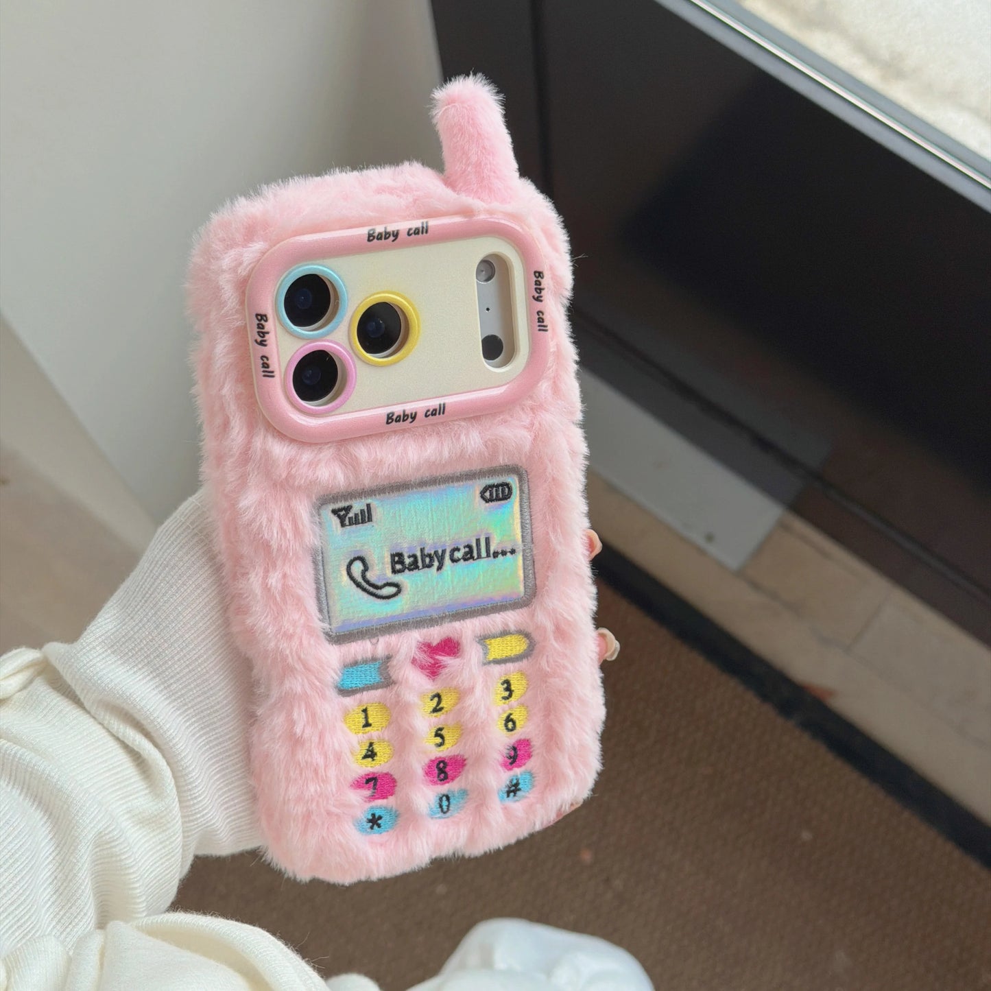 もこもこ ぬいぐるみ風 電話デザイン 韓国 かわいい｜iPhoneケース#260503