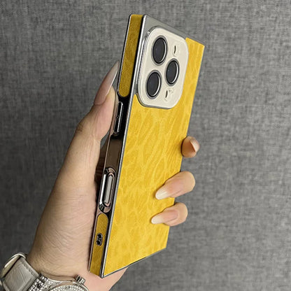 【スクエアシリーズ】 ヒョウ柄 レオパード メタリックフレーム スクエア スマホケース｜iPhone対応 #250815