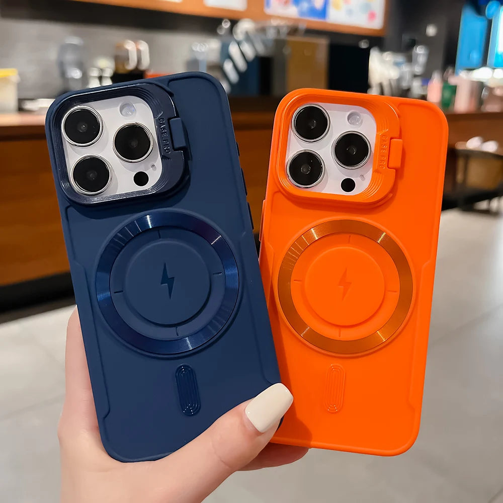 【Magsafe対応】耐衝撃 スタンド付き シリコン スマホケース おしゃれカラー TPU＋PC ハイブリッドリング付きカバー #250404