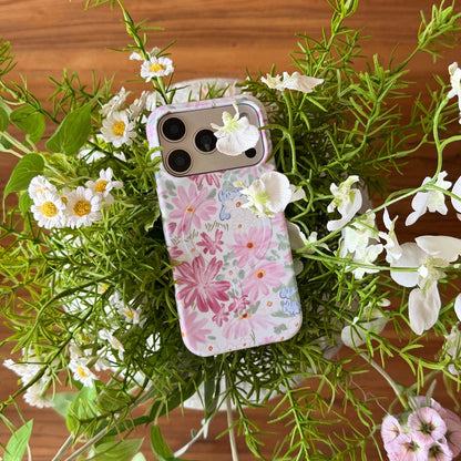 【フラワー×ハートストーン】 iPhoneケース Magnetグリップ ｜パステル・フェミニン #231031