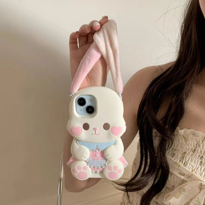 【アニマルシリーズ】ふわふわうさ耳 立体キュート スマホケース｜iPhone対応 #250924