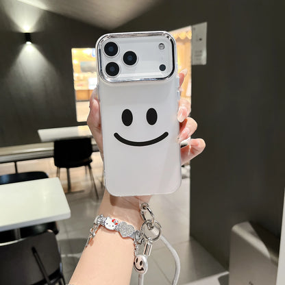 【スマイルシルバーストラップ】ニコちゃん × メタリックエッジ スマホケース｜iPhone対応 #250207