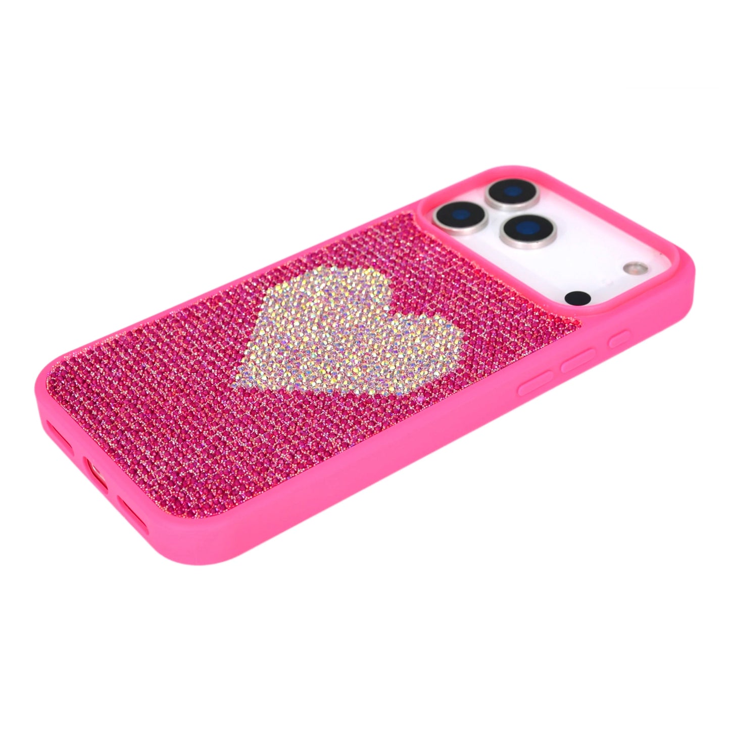 【キラキラビジューシリーズ】フルラインストーン ハートモチーフ グリッター デコ スマホケース｜iPhone対応 #260114