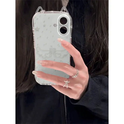 【猫耳シリーズ】 エンジェル クリア iPhoneケース｜羽モチーフ・ソフトTPU #240214