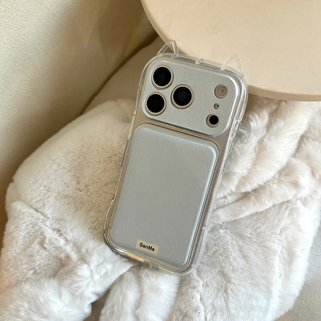 シンプル マカロンカラー 耳付き iPhoneケース｜くすみカラー・全面保護タイプ #240422