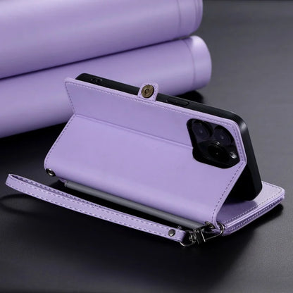 【ブックスタイル】シンプル レザー調 財布一体型 ブックスタイル 手帳型 iPhoneケース｜ショルダー対応 #240126