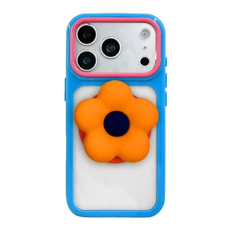 ぷっくりフラワー ソフトシリコン iPhoneケース｜スタンドホルダー付