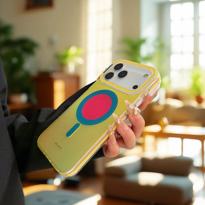 【Magnet内蔵】ネオン グラデーションカラー TPU 耐衝撃 おしゃれ ビビッドカラー グリップ付き スマホケース｜iPhone対応 #251230