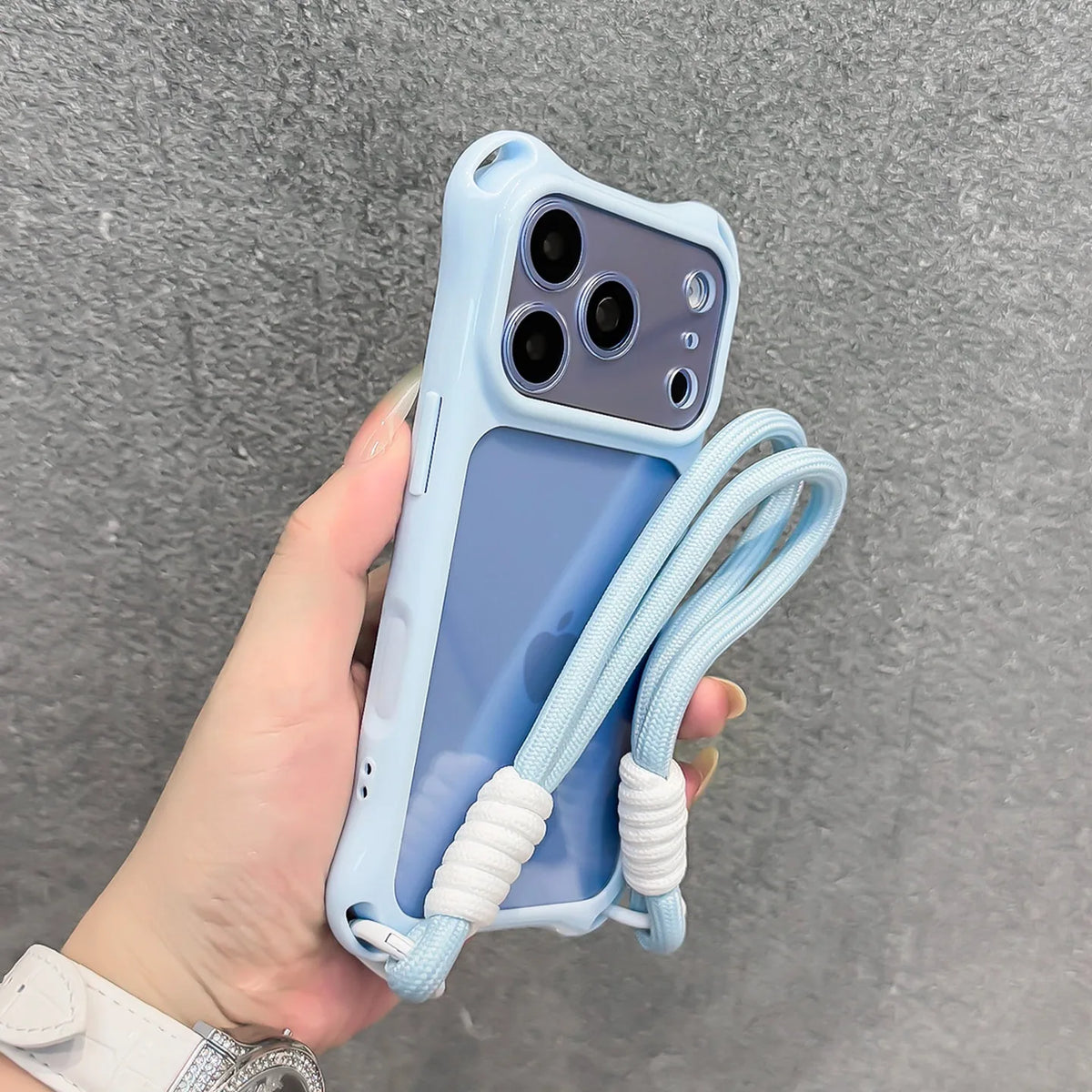 【ウェーブフレーム】クリアストラップ付き iPhoneケース (全8色) トレンド・ビビッド PCA #261211