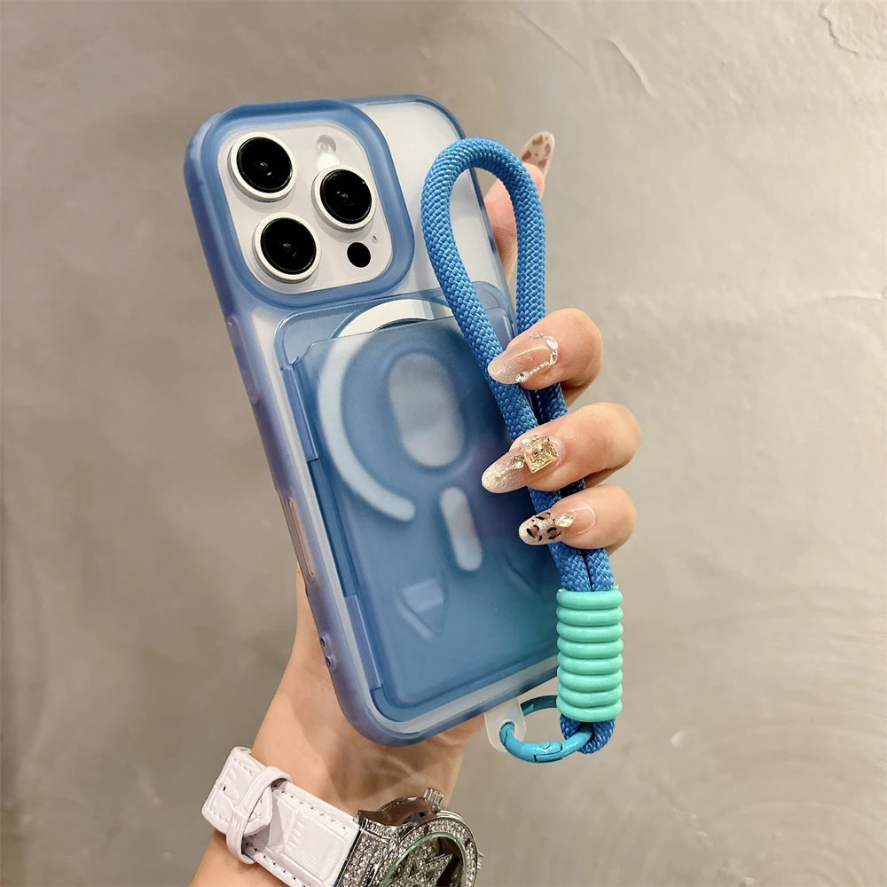 クリアストラップ カード収納 iPhoneケース｜カラーループ付き #240313