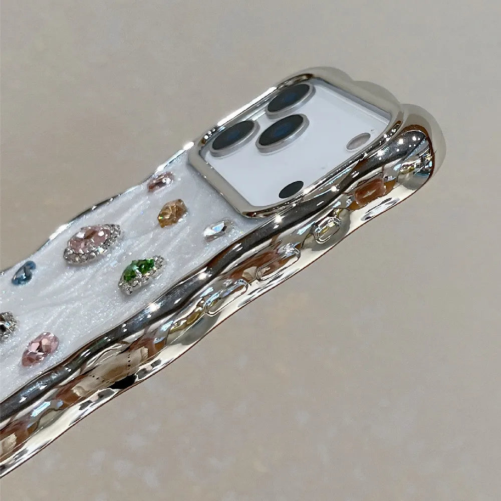 ジュエリー ウェーブフレーム クリア iPhoneケース｜ビジューミックスデザイン #240413