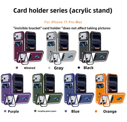 カード収納付き カメラ保護スタンド iPhoneケース｜耐衝撃フレーム #240328