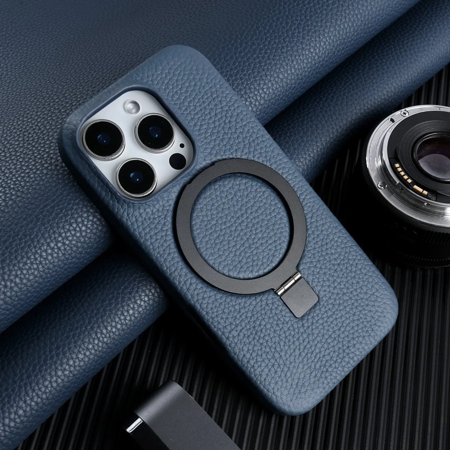 【本革シリーズ】折りたたみ スタンドリング付き レザースマホケース｜iPhone対応 #241013